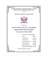 Tiểu luận quyền nhân thân của vợ chồng trong hôn nhân gia đình  lý luận và thực tiễn