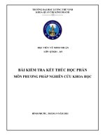 Đáp án Môn phương pháp nghiên cứu khoa học