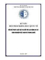 Kỷ yếu hội thảo khoa học quốc tế: Vấn đề pháp luật đặt ra đối với lao động di cư - Kinh nghiệm Việt Nam và Trung Quốc