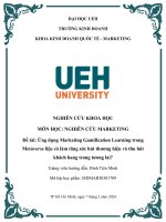 đề tài ứng dụng marketing gamification learning trong metaverse liệu có làm tăng sức hút thương hiệu và thu hút khách hang trong tương lai