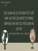 CÁC QUAN HỆ LỢI ÍCH KINH TẾ Ở VIỆT NAM. VAI TRÒ CỦA NƯỚC TA TRONG ĐẢM BẢO HÀI HÒA CÁC MỐI QUAN HỆ LỢI ÍCH