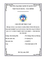 Chuyên đề thực tập: Nâng cao chất lượng phân tích tín dụng doanh nghiệp tại Ngân hàng Thương mại cổ phần Đầu tư và Phát triển Việt Nam (BIDV) - Chi nhánh Hà Thành