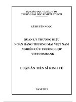 luận án tiến sĩ kinh tế quản lý thương hiệu ngân hàng thương mại việt nam