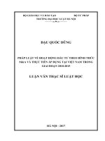 Luận văn thạc sĩ luật học: Pháp luật về hoạt động đầu tư theo hình thức M&A và thực tiễn áp dụng tại Việt Nam trong giai đoạn 2010 - 2015