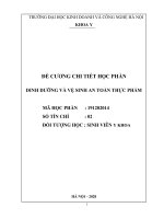 đề cương chi tiết học phần dinh dưỡng và vệ sinh an toàn thực phẩm