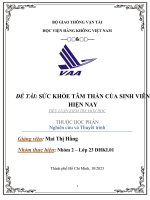 đề tài sức khỏe tâm thần của sinh viên hiện nay