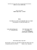 tiểu luận môn triết học mác lênin đề tài tác động của tồn tại xã hội đến việc lựa chọn ngành học của sinh viên hiện nay