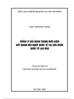 luận án tiến sĩ kinh tế quản lý hải quan trong điều kiện đẩy mạnh hội nhập quốc tế tại cửa khẩu quốc tế lao bảo