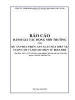 báo cáo đánh giá tác động môi trường của dự án phát triển sản xuất máy biến áp cuộn cảm và bộ lọc điện tử boulder