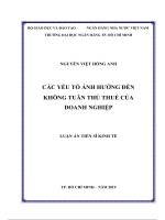 luận án tiến sĩ kinh tế các yếu tố ảnh hưởng đến không tuân thủ thuế của doanh nghiệp