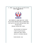 quan điểm của triết học mác lênin về vật chất phương thức và hình thức tồn tại của vật chất liên hệ thực tiễn tiểu luận cuối kỳ