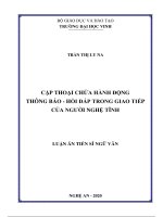 cặp thoại chứa hành động thông báo hồi đáp trong giao tiếp của người nghệ tĩnh