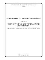 báo cáo đánh giá tác động môi trường của dự án nhà máy xử lý rác thải tây ninh điều chỉnh