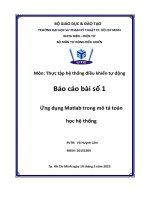 báo cáo bài số 1 ứng dụng matlab trong mô tả toán học hệ thống