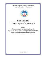 Chuyên đề thực tập tốt nghiệp: Nâng cao hiệu quả HĐV tại Ngân hàng Nông nghiệp và phát triển nông thôn chi nhánh Thanh Hóa