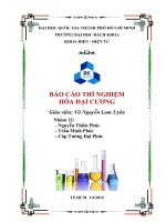 báo cáo thí nghiệm hóa đại cương bài 2 nhiệt phảnứng