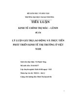 đề tài lý luận giá trị lao động và thực tiễn phát triển kinh tế thị trường ở việt nam