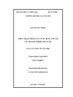 Luận văn thạc sĩ luật học: Thực trạng pháp luật về sử dụng vốn tại các doanh nghiệp nhà nước