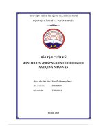 bài tập cuối kỳ lựa chọn một vấn đề nghiên cứu thuộc lĩnh vực khoa học xã hội và nhân văn từ đó đặt tên đề tài nghiên cứu và xác định