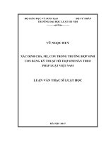 Luận văn thạc sĩ luật học: Xác định cha, mẹ, con trong trường hợp sinh con bằng kỹ thuật hỗ trợ sinh sản theo pháp luật Việt Nam