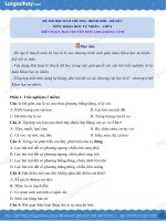 ĐỀ THI HỌC KÌ II CHƯƠNG TRÌNH MỚI – ĐỀ SỐ 1 MÔN: KHOA HỌC TỰ NHIÊN – LỚP 6