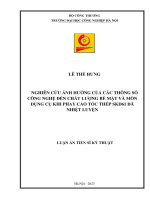 luận án tiến sĩ nghiên cứu ảnh hưởng của các thông số công nghệ đến chất lượng bề mặt và mòn dụng cụ khi phay cao tốc thép skd61 đã nhiệt luyện