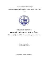 TIỂU LUẬN MÔN HỌC KINH TẾ CHÍNH TRỊ MÁC-LÊNIN Phân tích lý luận của C.Mác về sản xuất hàng hóa và hàng hóa