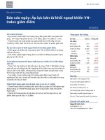 BÁO CÁO THỊ TRƯỜNG ÁP LỰC BÁN TỪ KHỐI NGOẠI KHIẾN VN- INDEX GIẢM ĐIỂM