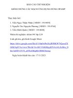 BÁO CÁO THÍ NHGIỆM KIỂM CHỨNG CÁC MẠCH ỨNG DỤNG DÙNG OPAMP