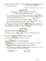 NGHỊ QUYẾT ĐẠI HỘI ĐỒNG CỔ ĐÔNG THƯỜNG NIÊN NĂM 2022 CỦA CÔNG TY CỔ PHẦN SỮA VIỆT NAM