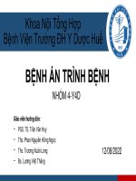 bệnh án trình bệnh bệnh khởi phát cách nhập viện 1 ngày với triệu chứng đi cầu phân đen không lẫn máu tươi 3 lần 1 ngày phân sệt