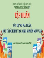 TẬP HUẤN XÂY DỰNG MA TRẬN, ĐẶC TẢ ĐỀ KIỂM TRA ĐỊNH KÌ MÔN NGỮ VĂN