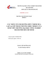 CÁC NHÂN TỐ ẢNH HƯỞNG ĐẾN Ý ĐỊNH MUA LẶP LẠI MỸ PHẨM THƯƠNG HIỆU MERZY CỦA SINH VIÊN TRƯỜNG ĐẠI HỌC CÔNG NGHIỆP THÀNH PHỐ HỒ CHÍ MINH