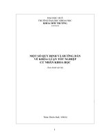 MỘT SỐ QUY ĐỊNH VÀ HƯỚNG DẪN VỀ KHÓA LUẬN TỐT NGHIỆP CỬ NHÂN KHOA HỌC (LƯU HÀNH NỘI BỘ)