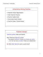 CRYPTOCURRENCY TECHNOLOGIES ALTERNATIVE MINING PUZZLES