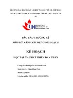 báo cáo thường kỳ môn kỹ năng xây dựng kế hoạch kế hoạch học tập và phát triển bản thân