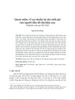 QUAN NIỆM VỀ SỰ CHUẨN BỊ CHO TUỔI GIÀ CỦA NGƯỜI DÂN ĐÔ THỊ HIỆN NAY (NGHIÊN CỨU TẠI HÀ NỘI)