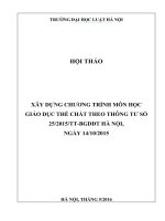 Kỷ yếu hội thảo khoa học: Xây dựng chương trình môn học Giáo dục thể chất theo Thông tư số 25/2015/TT-BGDĐT Hà Nội, ngày 14/10/2015