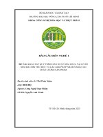 KHẢO SÁT QUY TRÌNH SẢN XUẤT NEM CHUA TẠI CƠ SỞ NEM BÀ CHÍN THỦ ĐỨC VÀ CÁC GIẢI PHÁP NHẰM NÂNG CAO CHẤT LƯỢNG SẢN PHẨM