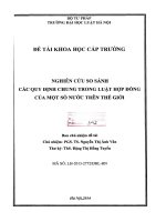 Đề tài nghiên cứu khoa học cấp Trường: Nghiên cứu so sánh các quy định chung trong Luật Hợp đồng của một số nước trên thế giới