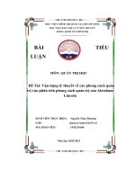 vận dụng lý thuyết về các phong cách quản trị vào phân tích phong cách quản trị của abraham lincoln