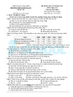 ĐỀ KIỂM TRA CUỐI HỌC KÌ I MÔN: ĐỊA LÍ 9