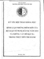 Kỷ yếu hội thảo khoa học: Bình luận những điểm mới của Bộ luật Tố tụng dân sự năm 2015 và những vấn đề đặt ra trong thực tiễn thi hành