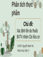 phân tích thực phẩm chủ đề xác định tồn dư thuốc bvtv nhóm clo hữu cơ