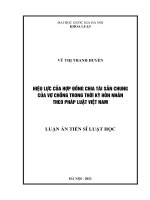 Luận án tiến sĩ luật học: Hiệu lực của hợp đồng chia tài sản chung của vợ chồng trong thời kỳ hôn nhân theo pháp luật Việt Nam