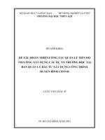  Luận văn thạc sĩ kỹ thuật: Hoàn thiện công tác quản lý tiến độ thi công xây dựng các dự án trường học tại ban quản lý đầu tư xây dựng công trình huyện Bình Chánh