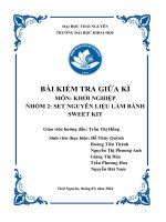 MÔN KHỞI NGHIỆP ĐỀ TÀI SET NGUYÊN LIỆU LÀM BÁNH SWEET KIT
