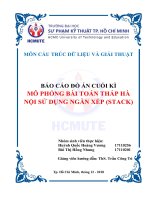 báo cáo đồ án cuối kì mô phỏng bài toán tháp hà nội sử dụng ngăn xếp stack