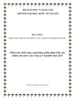 phương pháp nghiên cứu trong kinh doanh phân tích chiến lược marketing nhằm phát triển sản phẩm sữa nước của công ty vinamilk năm 2023