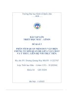 phân tích quan niệm duy vật biện chứng về mối quan hệ giữa vật chất và ý thức liên hệ với thực tiễn